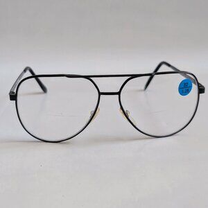 (NWT) Vintage 90's Aviator Metal Bi-Focal Reading Glasses (S. Black)